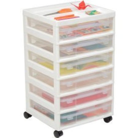 GLOBAL EQUIPMENT Plastic Cart with 6 Clear Drawers - 15-7/8"L x 14-5/16"W x 26-13/16"H - White / Clear 150815